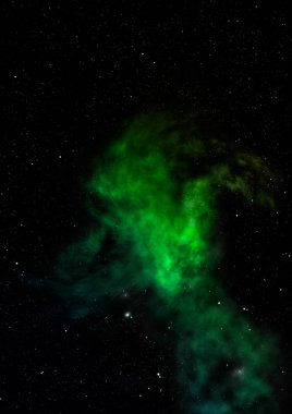 Uzaya karşı parlayan nebula ve yıldız alanı. Bu görüntünün elementleri NASA tarafından döşenmiştir. 3B görüntüleme.