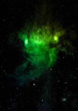 Uzayda bir yıldız alanı bir nebula ve gaz yoğunluğu. Bu görüntünün elementleri NASA tarafından döşenmiştir. 3B görüntüleme