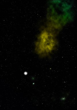 Evrendeki sonsuz uzay alanının küçük bir parçası. Bu görüntünün elementleri NASA tarafından döşenmiştir. 3B görüntüleme