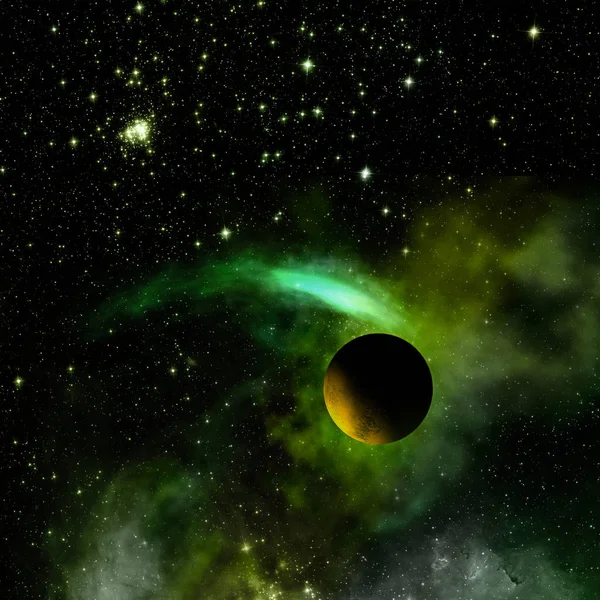 行星在一个与恒星和星云相对的空间里 这张图片的元素由美国宇航局 — 图库照片
