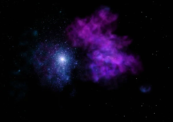 Lontano essere brillato nebulosa e campo stellare. Rendering 3D — Foto Stock