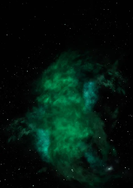 Campo stellare nello spazio e nebulose. Rendering 3D — Foto Stock