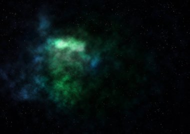 Uzaya karşı parlayan nebula ve yıldız alanı. Bu görüntünün elementleri NASA tarafından döşenmiştir. 3B görüntüleme.