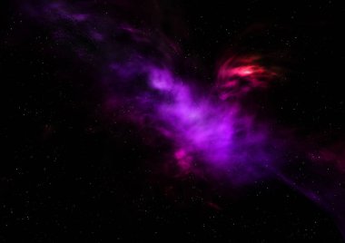 Uzaya karşı parlayan nebula ve yıldız alanı. Bu görüntünün elementleri NASA tarafından döşenmiştir. 3B görüntüleme.