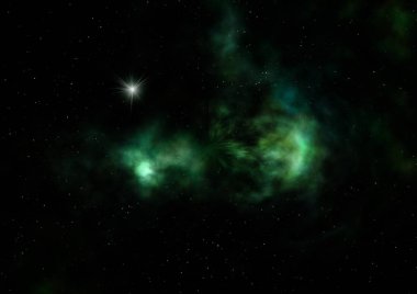 Evrendeki sonsuz uzay alanının küçük bir parçası. Bu görüntünün elementleri NASA tarafından döşenmiştir. 3B görüntüleme