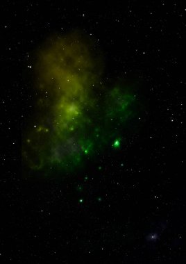 Uzayda bir yıldız alanı bir nebula ve gaz yoğunluğu. Bu görüntünün elementleri NASA tarafından döşenmiştir. 3B görüntüleme