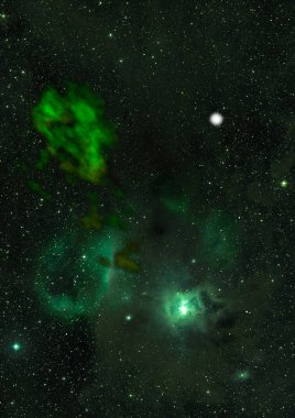 Uzayda bir yıldız alanı bir nebula ve gaz yoğunluğu. Bu görüntünün elementleri NASA tarafından döşenmiştir. 3B görüntüleme