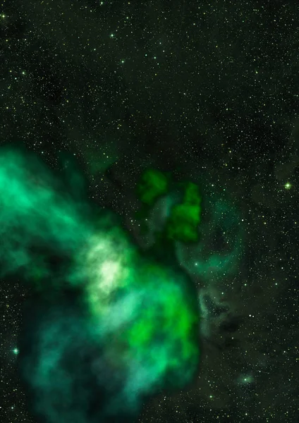 Uzaya karşı parlayan nebula ve yıldız alanı. Bu görüntünün elementleri NASA tarafından döşenmiştir. 3B görüntüleme.