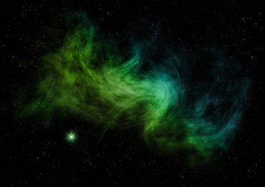 Uzayda bir yıldız alanı bir nebula ve gaz yoğunluğu. Bu görüntünün elementleri NASA tarafından döşenmiştir. 3B görüntüleme