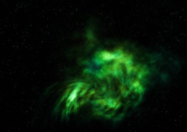 Uzaya karşı parlayan nebula ve yıldız alanı. Bu görüntünün elementleri NASA tarafından döşenmiştir. 3B görüntüleme.