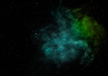 Evrendeki sonsuz uzay alanının küçük bir parçası. Bu görüntünün elementleri NASA tarafından döşenmiştir. 3B görüntüleme