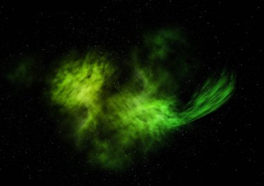 Uzaya karşı parlayan nebula ve yıldız alanı. Bu görüntünün elementleri NASA tarafından döşenmiştir. 3B görüntüleme.