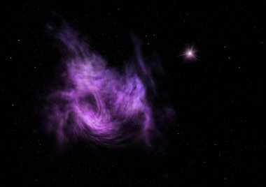 Uzaya karşı parlayan nebula ve yıldız alanı. Bu görüntünün elementleri NASA tarafından döşenmiştir. 3B görüntüleme.