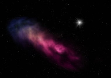 Uzayda bir yıldız alanı bir nebula ve gaz yoğunluğu. Bu görüntünün elementleri NASA tarafından döşenmiştir. 3B görüntüleme