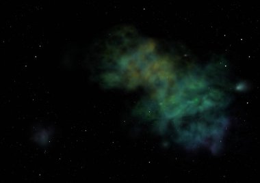 Uzayda bir yıldız alanı bir nebula ve gaz yoğunluğu. Bu görüntünün elementleri NASA tarafından döşenmiştir. 3B görüntüleme