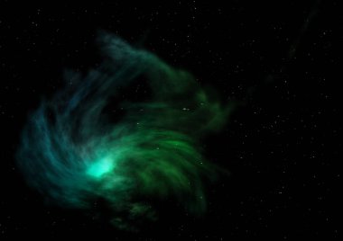 Uzaya karşı parlayan nebula ve yıldız alanı. Bu görüntünün elementleri NASA tarafından döşenmiştir. 3B görüntüleme.