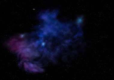 Uzayda bir yıldız alanı bir nebula ve gaz yoğunluğu. Bu görüntünün elementleri NASA tarafından döşenmiştir. 3B görüntüleme