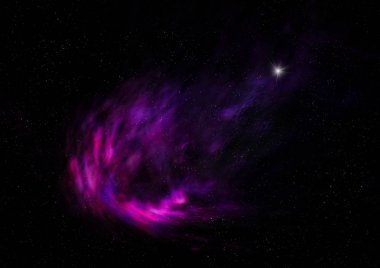 Uzaya karşı parlayan nebula ve yıldız alanı. Bu görüntünün elementleri NASA tarafından döşenmiştir. 3B görüntüleme.
