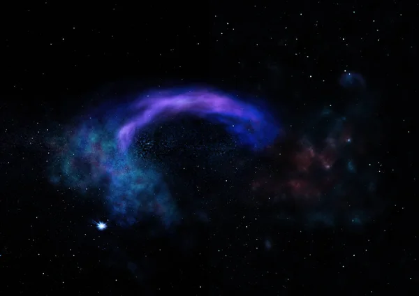 Långt Ifrån Att Lysa Nebulosa Och Stjärnfält Mot Rymden Delar — Stockfoto