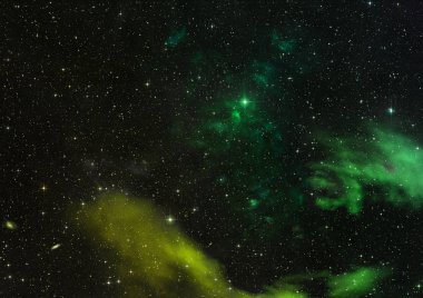 Uzayda bir yıldız alanı bir nebula ve gaz yoğunluğu. Bu görüntünün elementleri NASA tarafından döşenmiştir. 3B görüntüleme