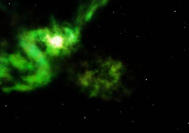Uzaya karşı parlayan nebula ve yıldız alanı. Bu görüntünün elementleri NASA tarafından döşenmiştir. 3B görüntüleme.
