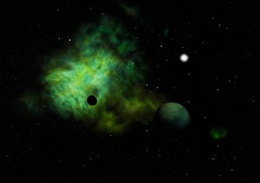 Evrendeki sonsuz uzay alanının küçük bir parçası. Bu görüntünün elementleri NASA tarafından döşenmiştir. 3B görüntüleme