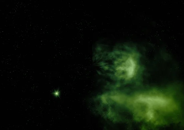 Зоряне поле в космосі і туманність. 3D візуалізація — стокове фото