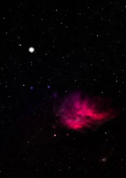 Longe de ser brilhante nebulosa e campo estelar. Renderização 3D — Fotografia de Stock