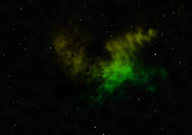Uzayda bir yıldız alanı ve bir nebula. 3B görüntüleme