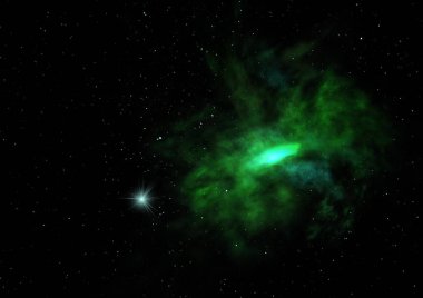 Parlayan nebula ve yıldız alanı olmak. 3B görüntüleme