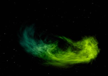 Uzayda bir yıldız alanı ve bir nebula. 3B görüntüleme