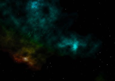 Sonsuz bir yıldız alanının küçük bir parçası. 3B görüntüleme