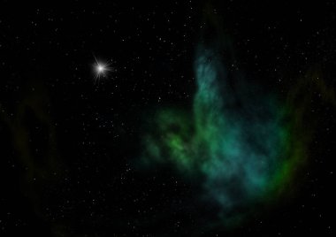 Sonsuz bir yıldız alanının küçük bir parçası. 3B görüntüleme