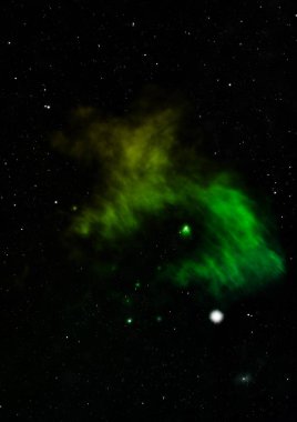 Uzayda bir yıldız alanı ve bir nebula. 3B görüntüleme