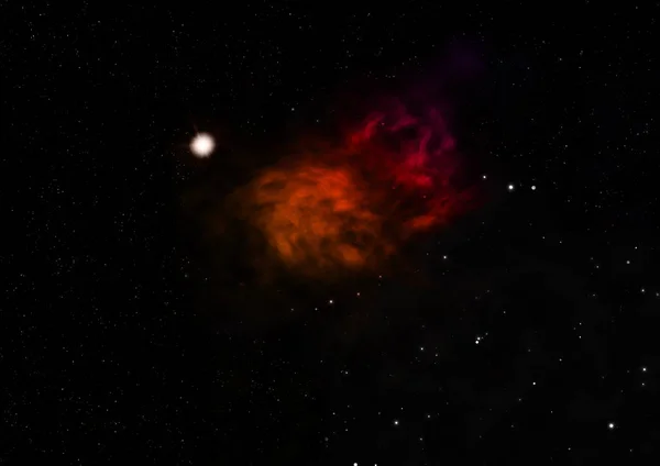 Campo estelar en el espacio y una nebulosa. Renderizado 3D —  Fotos de Stock