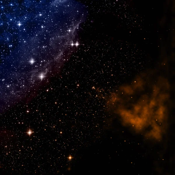 Campo stellare nello spazio e nebulose. Rendering 3D Fotografia Stock