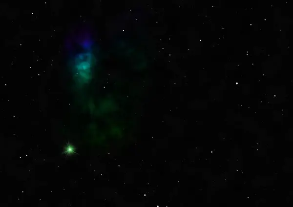 Stjernefelt i rummet og en stjernetåge. 3D-gengivelse - Stock-foto
