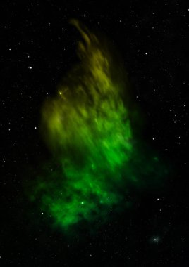 Uzayda bir yıldız alanı ve bir nebula. 3B görüntüleme