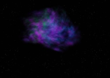 Uzayda bir yıldız alanı ve bir nebula. 3B görüntüleme