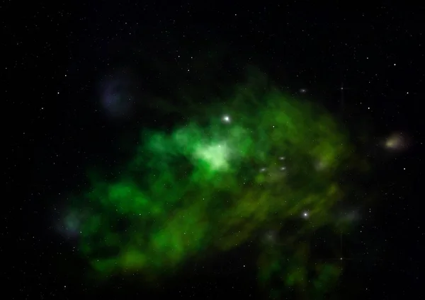 Campo estelar no espaço e uma nebulosa. Renderização 3D — Fotografia de Stock