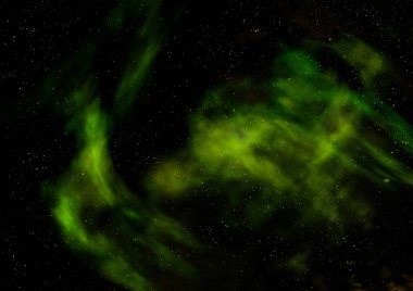 Uzayda bir yıldız alanı ve bir nebula. 3B görüntüleme