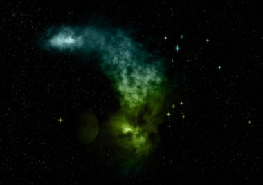 Sonsuz bir yıldız alanının küçük bir parçası. 3B görüntüleme