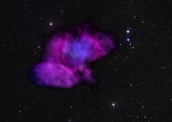 Sternenfeld im All und ein Nebel. 3D-Rendering — Stockfoto