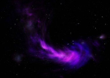 Uzayda bir yıldız alanı ve bir nebula. 3B görüntüleme