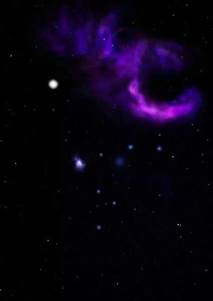 Uzayda bir yıldız alanı ve bir nebula. 3B görüntüleme — Stok fotoğraf