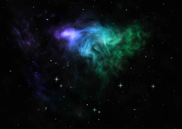 Som lyste nebulosa och stjärnfält. 3D-rendering — Stockfoto