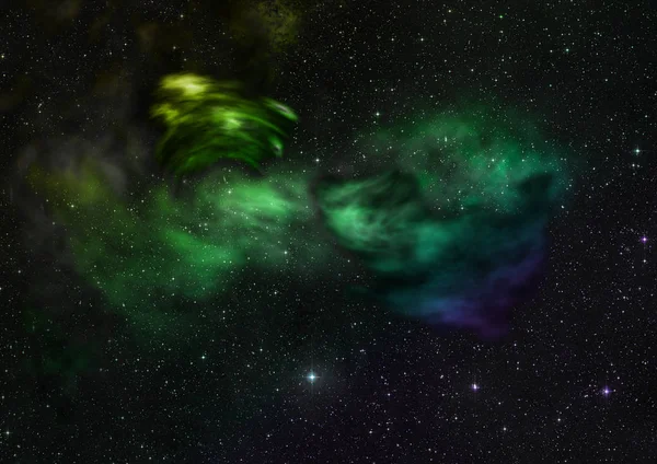 Medan bintang di ruang angkasa dan nebula. Perender 3D — Stok Foto