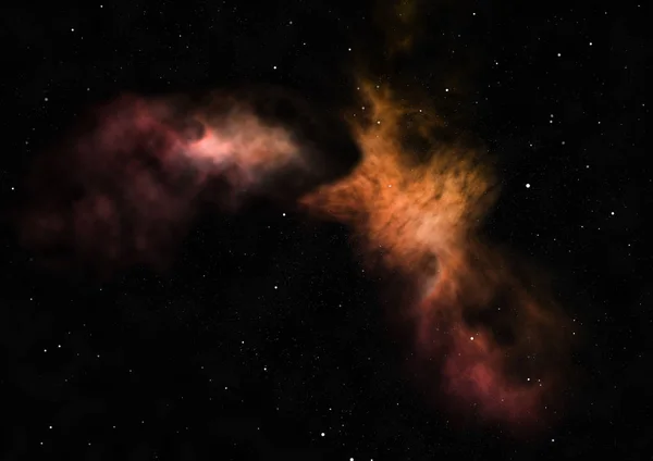 Ser nebulosa brillante y campo estelar. Renderizado 3D — Foto de Stock