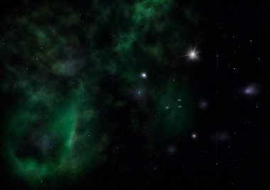 Sonsuz bir yıldız alanının küçük bir parçası. 3B görüntüleme