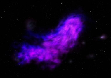 Uzayda bir yıldız alanı ve bir nebula. 3B görüntüleme